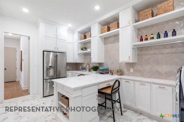 Interior, Kitchen, Marble, Recessed Lighting, Stainless Steel Appliances