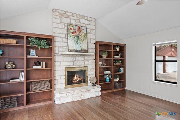 Fireplace, Interior, Stone Walls, Wood Texture Flooring