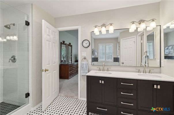 Bathroom, Dual Sink Vanities, Glass Shower, Interior