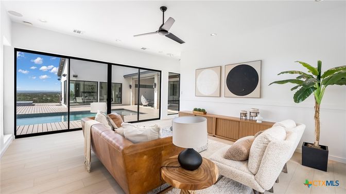 Interior, Living room, Recessed Lighting, Wood Texture Flooring