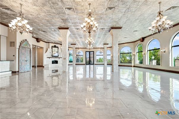Chandelier, Empty room, Fireplace, Interior, Recessed Lighting