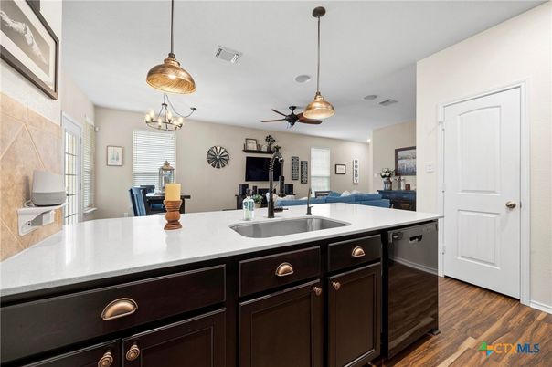 Dining room, Interior, Kitchen, Pendant Lights, Wood Texture Flooring