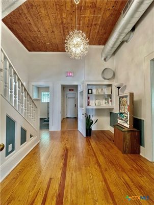 Chandelier, Fireplace, Interior, Wooden Ceilings, Wood Texture Flooring