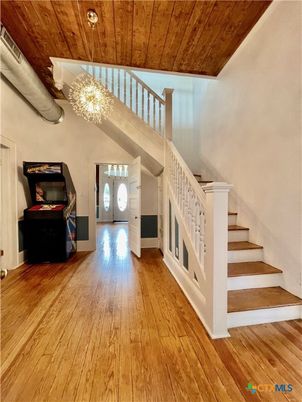 Chandelier, Interior, Recessed Lighting, Wooden Ceilings, Wood Texture Flooring