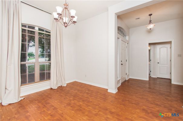 Chandelier, Empty room, Interior, Pendant Lights, Wood Texture Flooring