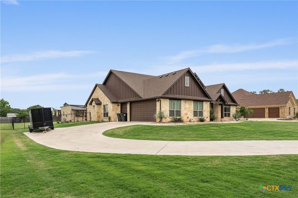 Attached, Backyard, Exterior, Facade, Brick Facade, Farmhouse