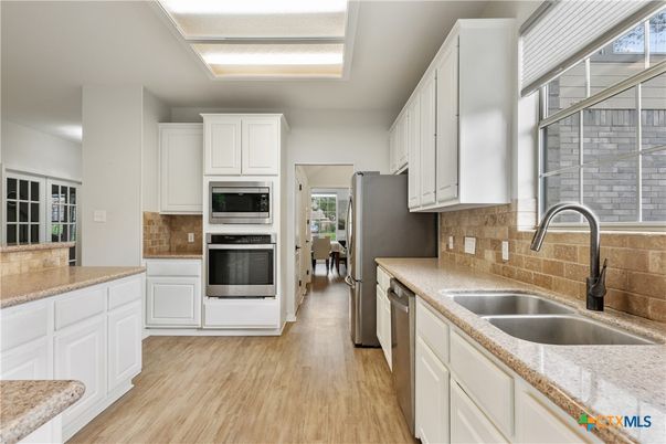 Interior, Kitchen, Stainless Steel Appliances, Wood Texture Flooring