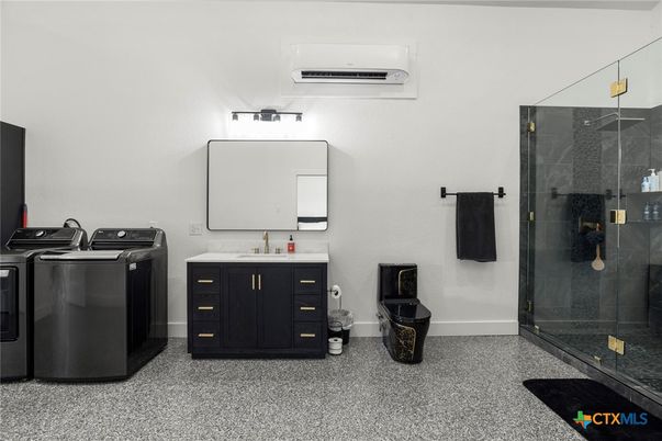 Bathroom, Glass Shower, Interior, Washer