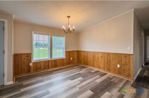 Chandelier, Empty room, Interior, Wood Texture Flooring, Wooden Walls