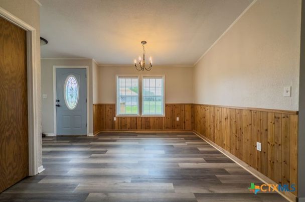 Chandelier, Empty room, Interior, Wood Texture Flooring, Wooden Walls
