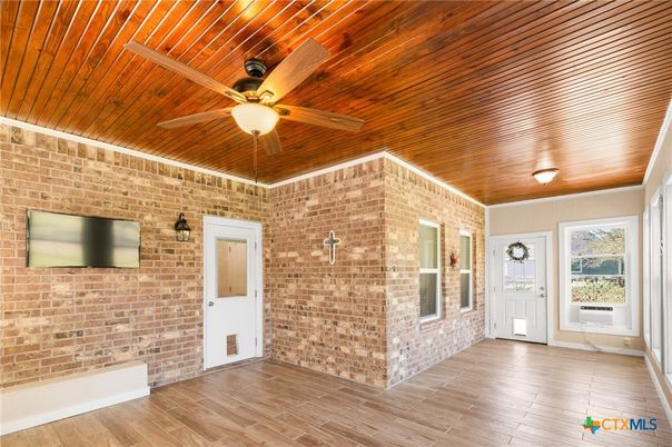 Empty room, Interior, Stone Walls, Wooden Ceilings, Wood Texture Flooring