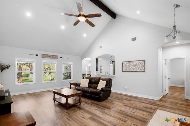 Interior, Pendant Lights, Recessed Lighting, Wooden Beams, Wood Texture Flooring