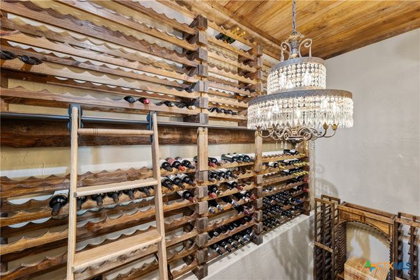 Chandelier, Interior, Wine Storage, Wooden Ceilings