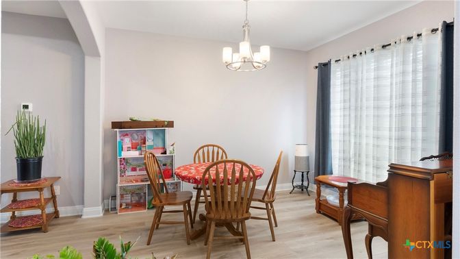 Chandelier, Dining room, Interior, Wood Texture Flooring