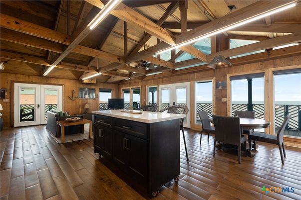 Dining room, Interior, Kitchen, Living room, Water, Wooden Beams, Wooden Ceilings, Wood Texture Flooring, Wooden Walls