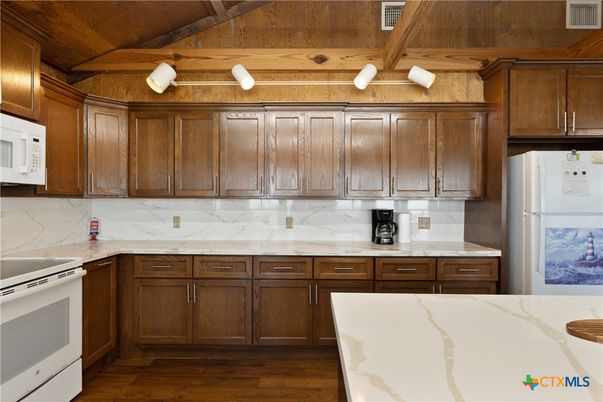 Interior, Kitchen, Marble Walls, Wooden Ceilings, Wood Texture Flooring, Wooden Walls