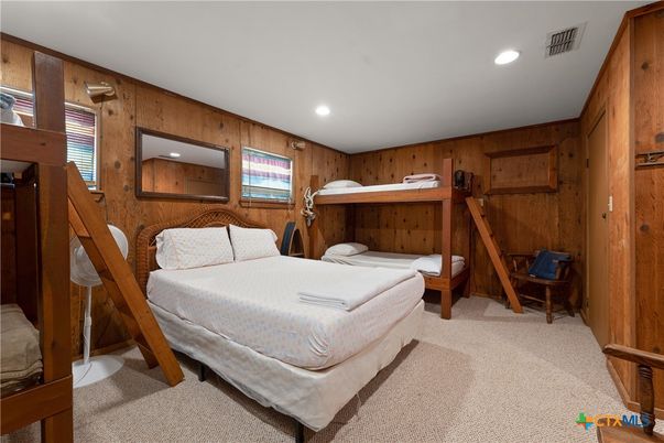 Bedroom, Interior, Recessed Lighting, Wooden Walls