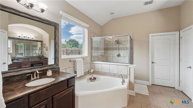 Bathroom, Dual Sink Vanities, Glass Shower, Interior