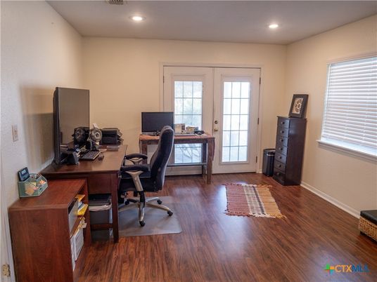 Home Office, Interior, Recessed Lighting, Wood Texture Flooring