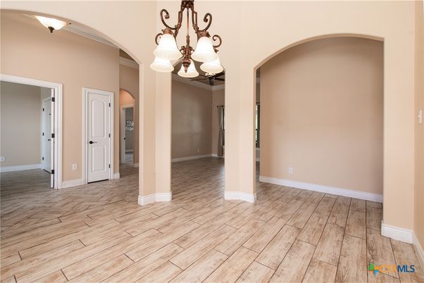 Chandelier, Empty room, Interior, Wood Texture Flooring