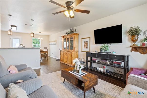 Dining room, Interior, Living room, Pendant Lights, Wood Texture Flooring