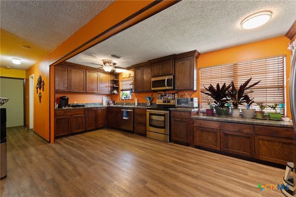 Interior, Kitchen, Recessed Lighting, Wood Texture Flooring