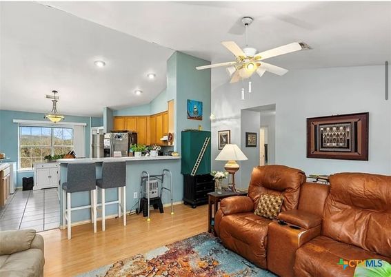 Interior, Kitchen, Living room, Pendant Lights, Recessed Lighting, Wood Texture Flooring