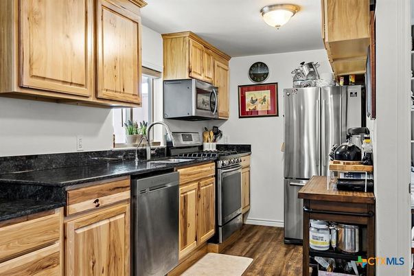 Interior, Kitchen, Stainless Steel Appliances, Wood Texture Flooring