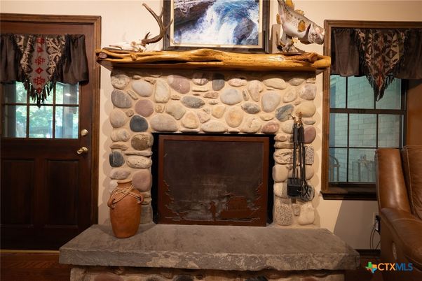 Fireplace, Interior, Stone Walls, Wood Texture Flooring
