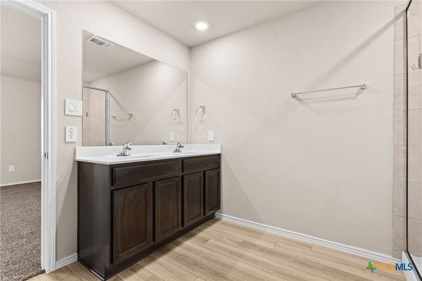 Bathroom, Interior, Recessed Lighting, Wood Texture Flooring