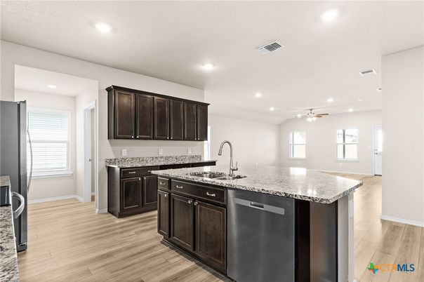 Interior, Kitchen, Recessed Lighting, Wood Texture Flooring