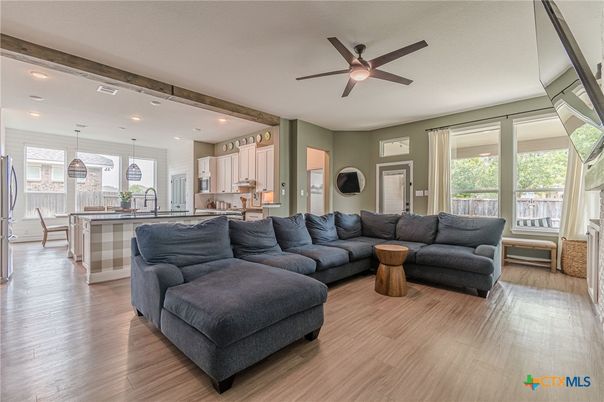 Interior, Kitchen, Living room, Pendant Lights, Recessed Lighting, Wood Texture Flooring