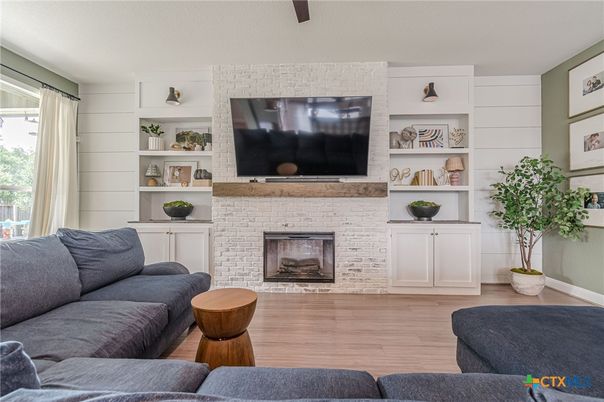 Fireplace, Interior, Living room, Stone Walls, Wood Texture Flooring