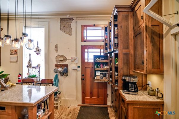 Dining room, Interior, Kitchen, Pendant Lights, Wood Texture Flooring