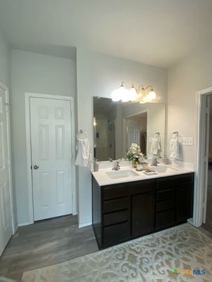 Bathroom, Dual Sink Vanities, Interior, Wood Texture Flooring