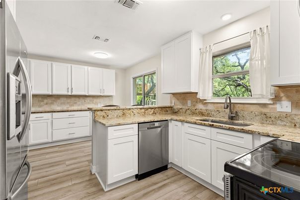 Interior, Kitchen, Recessed Lighting, Wood Texture Flooring