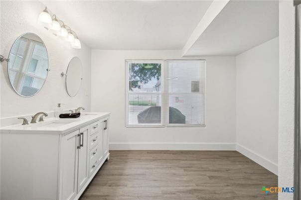 Bathroom, Dual Sink Vanities, Interior, Wood Texture Flooring