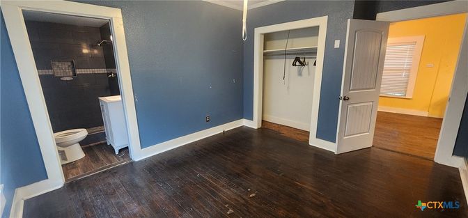 Bathroom, Glass Shower, Interior, Wood Texture Flooring