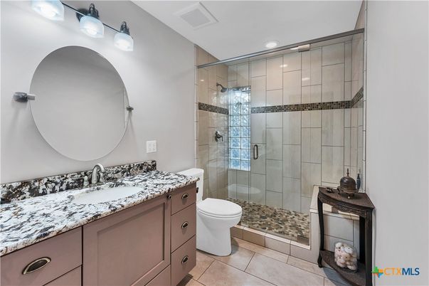 Bathroom, Dual Sink Vanities, Glass Shower, Interior, Recessed Lighting