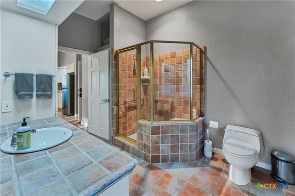 Bathroom, Glass Shower, Interior, Tile Countertops