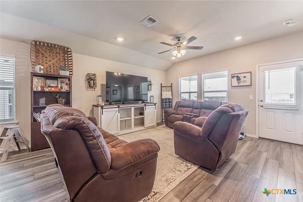 Interior, Living room, Recessed Lighting, Wood Texture Flooring