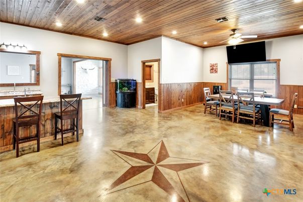 Dining room, Interior, Recessed Lighting, Wooden Ceilings