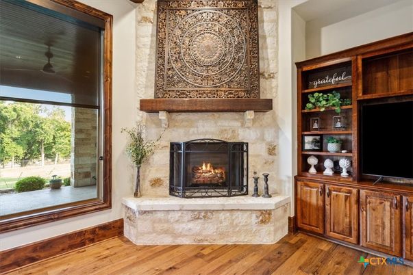Fireplace, Interior, Wood Texture Flooring