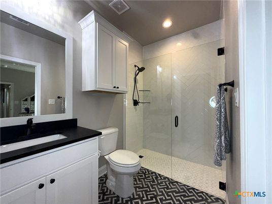 Bathroom, Glass Shower, Interior, Recessed Lighting