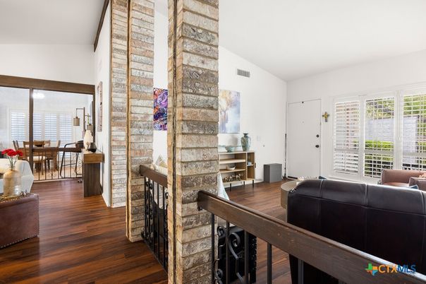 Dining room, Interior, Stone Walls, Wood Texture Flooring