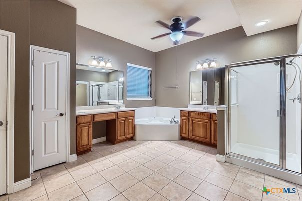 Bathroom, Dual Sink Vanities, Glass Shower, Interior, Recessed Lighting