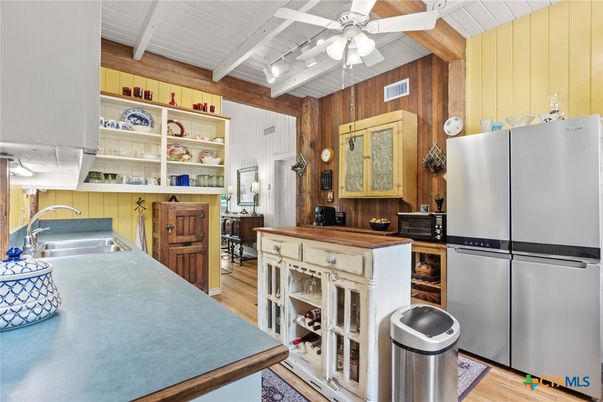 Interior, Kitchen, Wood Texture Flooring, Wooden Walls