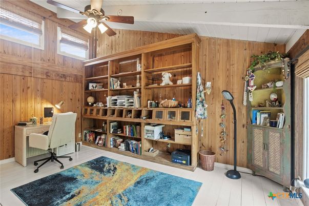 Home Office, Interior, Wood Texture Flooring, Wooden Walls