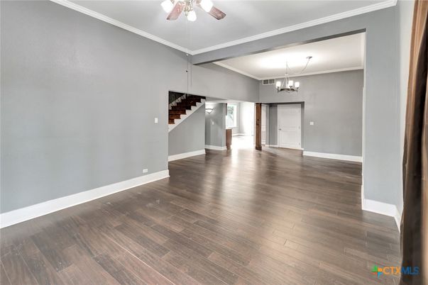 Empty room, Interior, Pendant Lights, Wood Texture Flooring