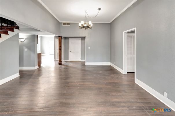 Chandelier, Empty room, Interior, Wood Texture Flooring